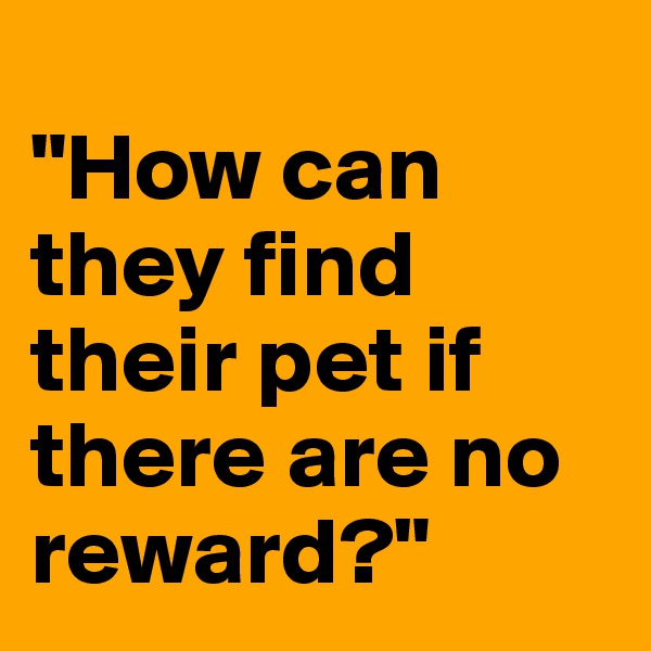 
"How can they find their pet if there are no reward?"