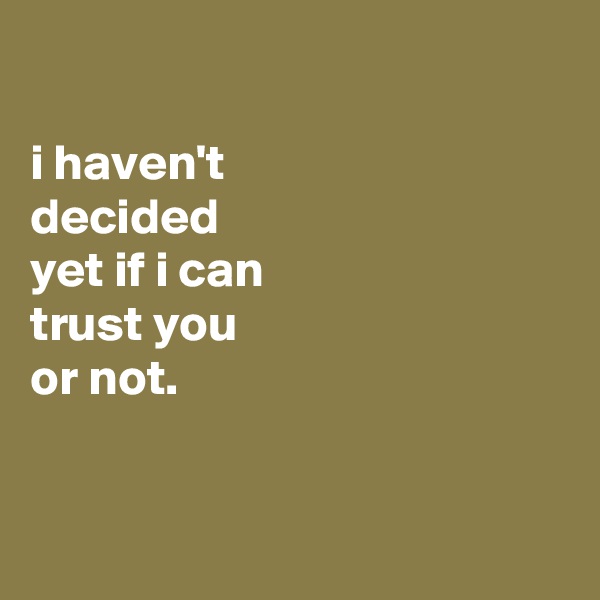 

i haven't
decided
yet if i can
trust you
or not.


