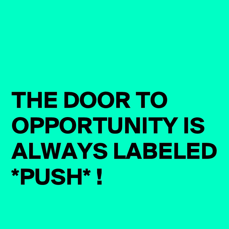 


THE DOOR TO OPPORTUNITY IS ALWAYS LABELED *PUSH* ! 

