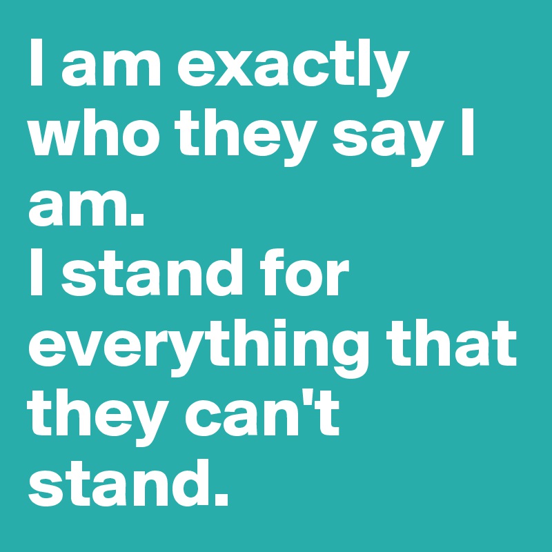 I am exactly who they say I am. 
I stand for everything that they can't stand. 