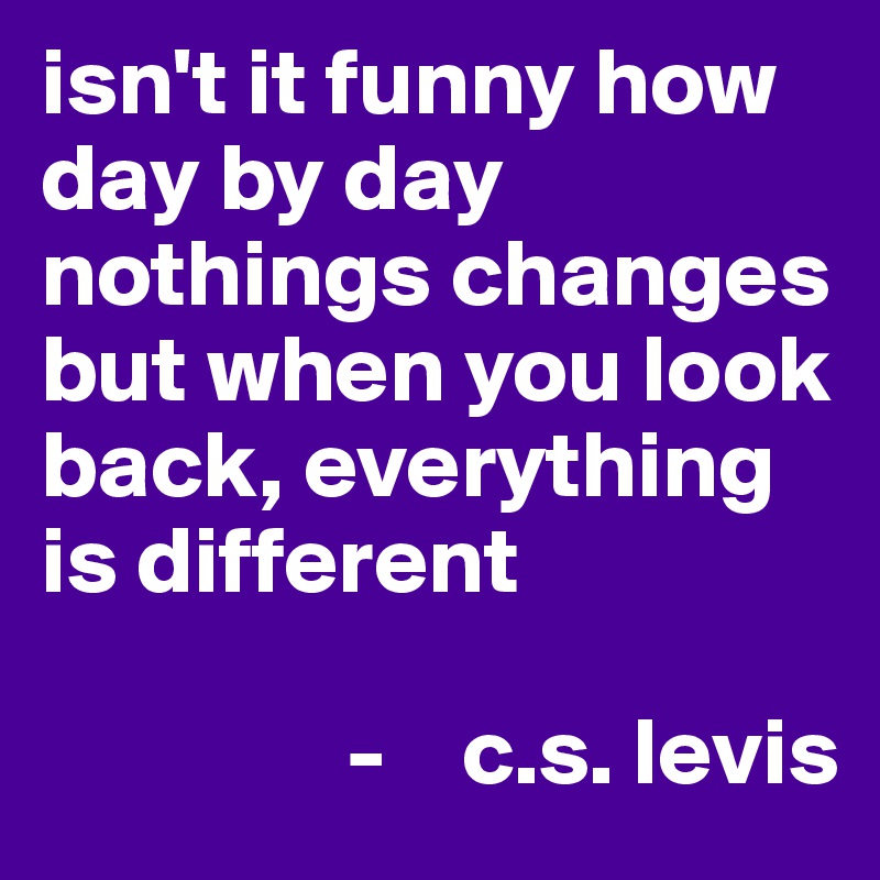 isn't it funny how day by day nothings changes but when you look back, everything is different

                -    c.s. levis