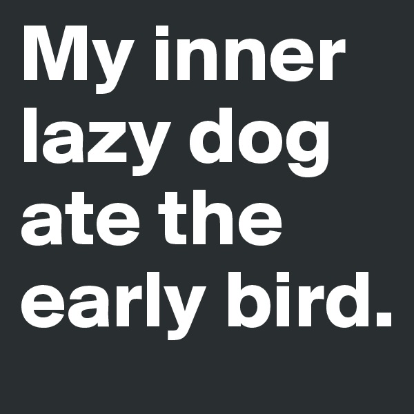 My inner lazy dog ate the early bird.