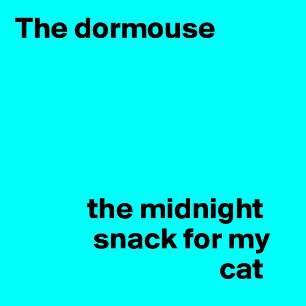 The dormouse

      



            the midnight 
             snack for my 
                                  cat