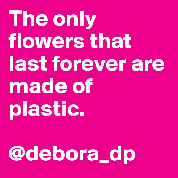 The only flowers that last forever are made of plastic.

@debora_dp