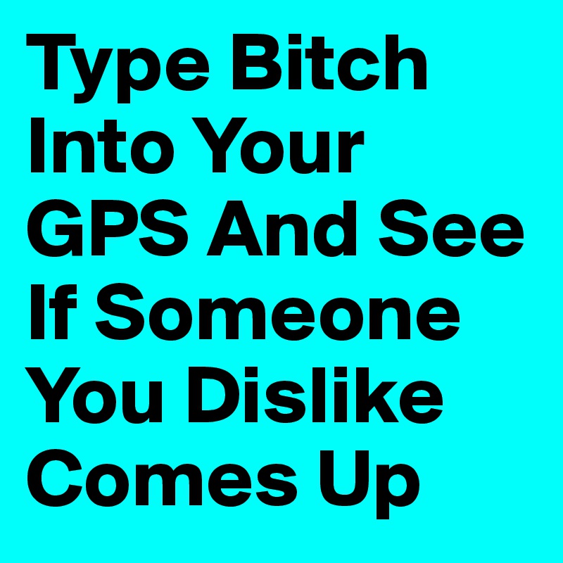 Type Bitch Into Your GPS And See If Someone You Dislike Comes Up