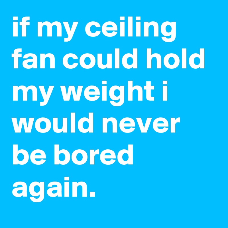 If My Ceiling Fan Could Hold My Weight I Would Never Be Bored