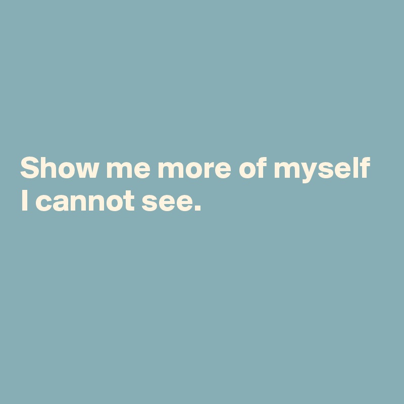 



Show me more of myself I cannot see.




