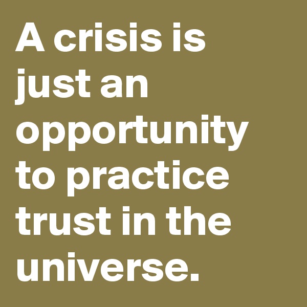 A crisis is just an opportunity to practice trust in the universe. 