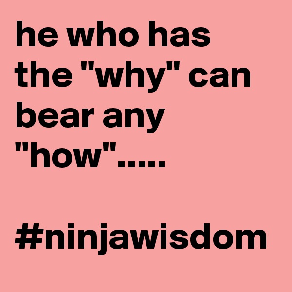 he who has the "why" can bear any "how".....

#ninjawisdom