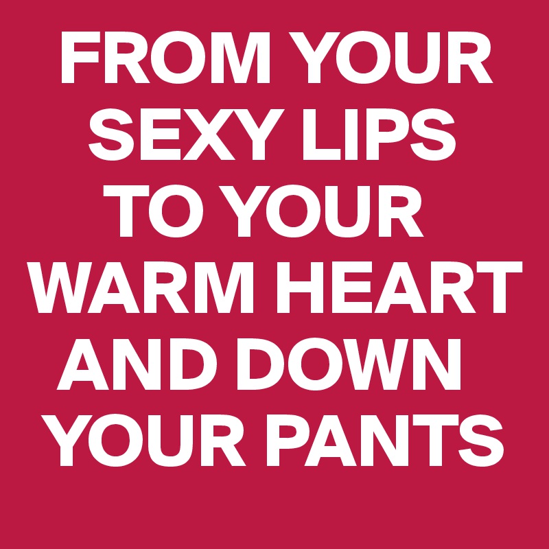   FROM YOUR 
    SEXY LIPS 
     TO YOUR
WARM HEART 
  AND DOWN 
 YOUR PANTS