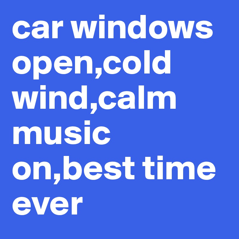 car windows open,cold wind,calm music on,best time ever 