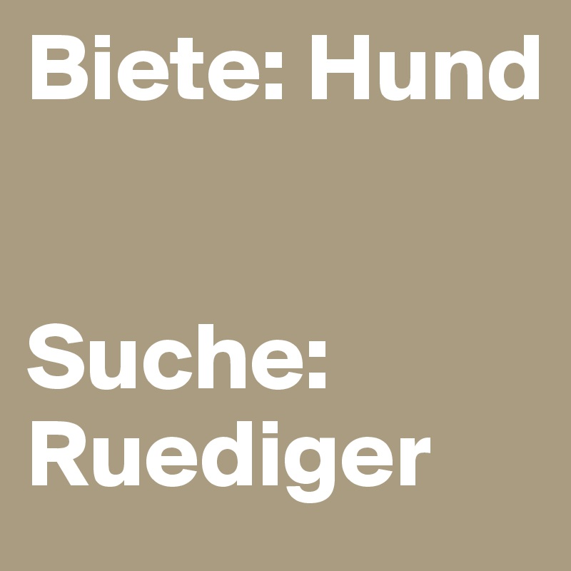 Biete: Hund


Suche: Ruediger