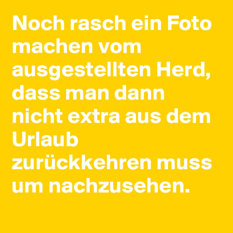 Noch rasch ein Foto machen vom ausgestellten Herd, dass man dann nicht extra aus dem Urlaub zurückkehren muss um nachzusehen.