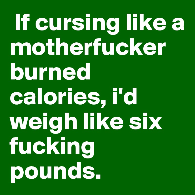  If cursing like a motherfucker burned calories, i'd weigh like six fucking pounds. 