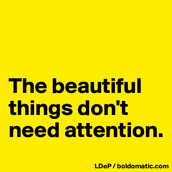 


The beautiful things don't need attention. 