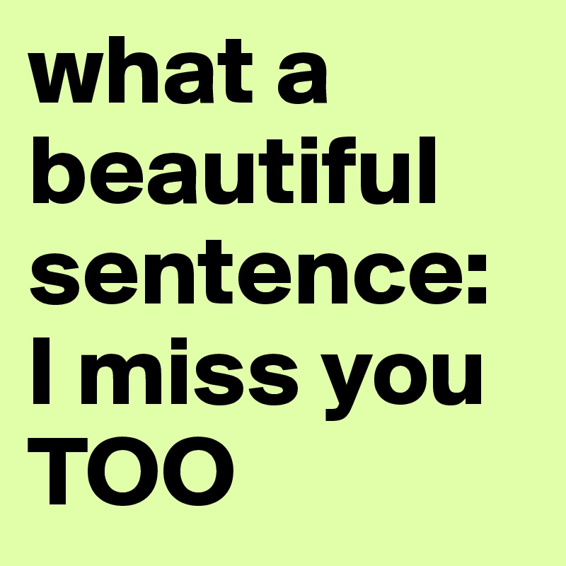 what a beautiful sentence: I miss you TOO