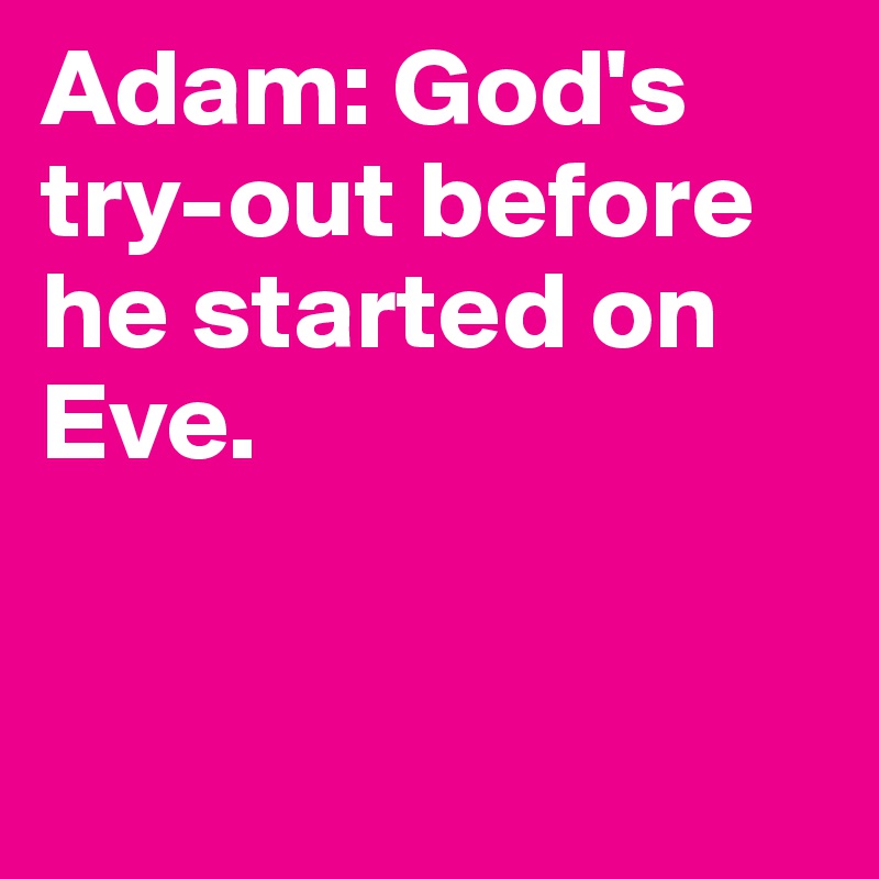 Adam: God's try-out before he started on Eve. 


