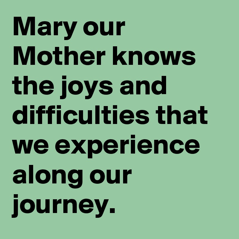 Mary our Mother knows the joys and difficulties that we experience along our journey.