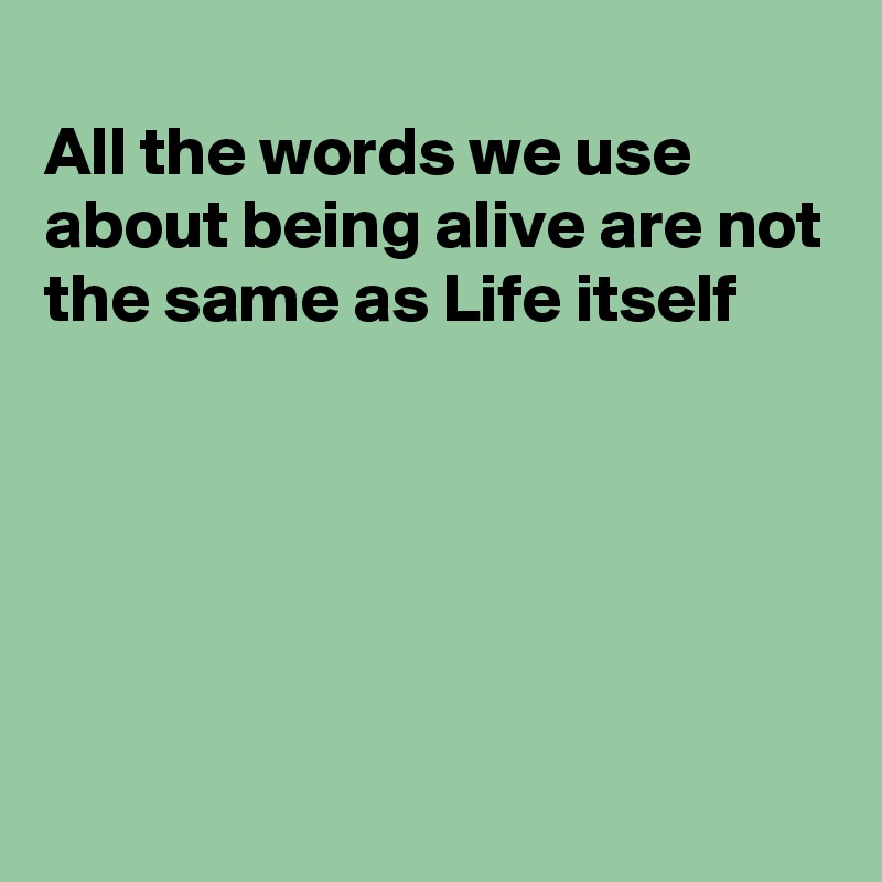 
All the words we use about being alive are not the same as Life itself 





