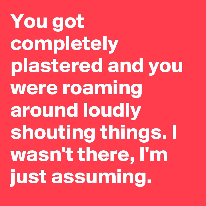 You got completely plastered and you were roaming around loudly shouting things. I wasn't there, I'm just assuming.