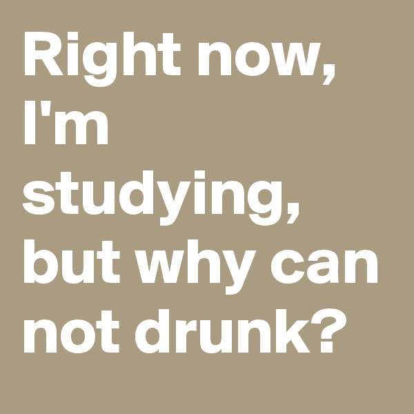 Right now, I'm studying, but why can not drunk?