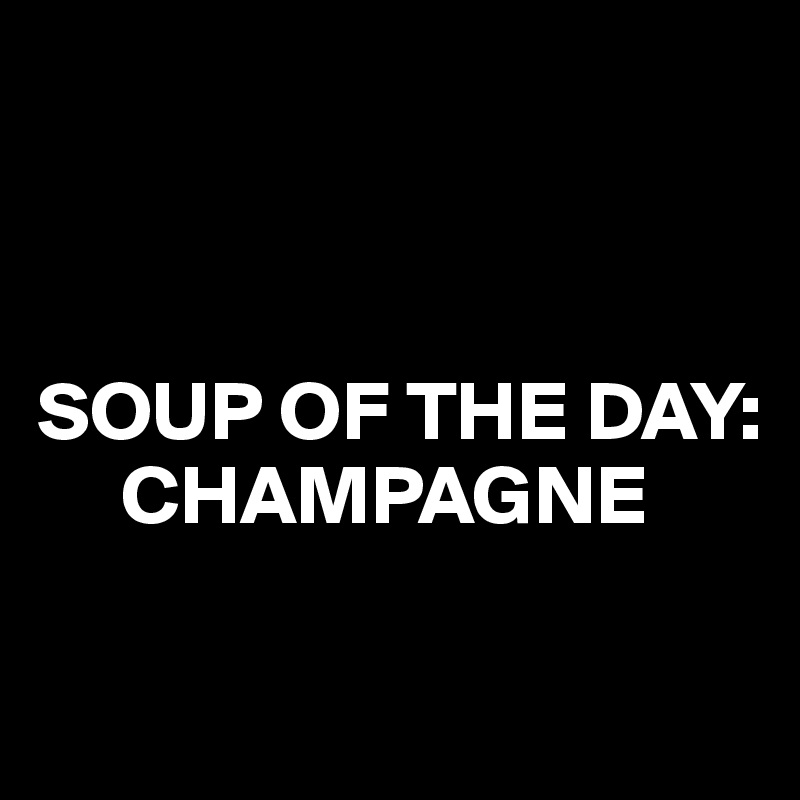 



SOUP OF THE DAY:
     CHAMPAGNE

