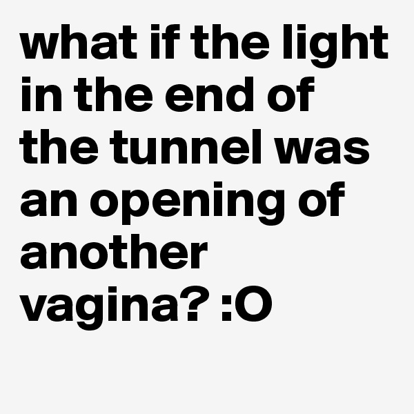 what if the light in the end of the tunnel was an opening of another vagina? :O
