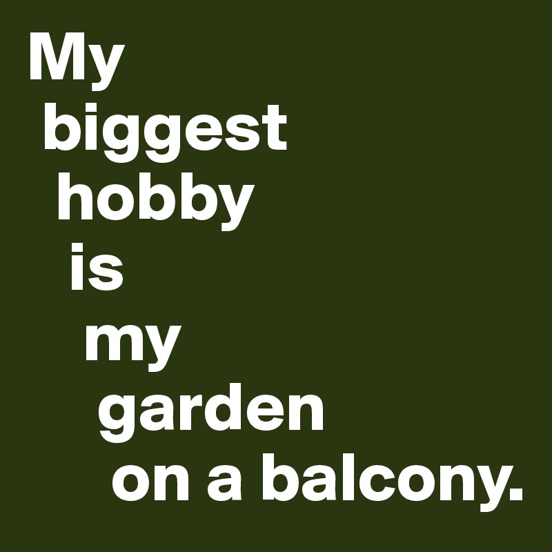My 
 biggest 
  hobby 
   is 
    my
     garden 
      on a balcony.