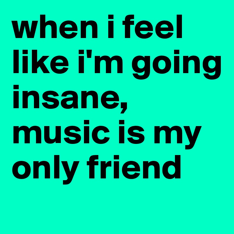 when i feel like i'm going insane, music is my only friend 