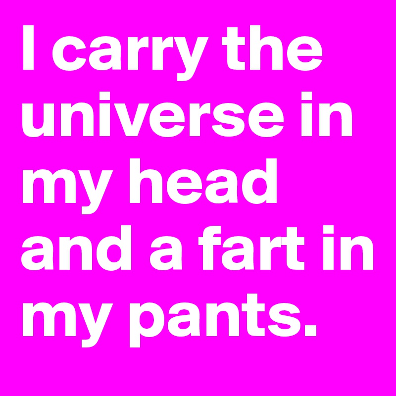 I carry the universe in my head and a fart in my pants.