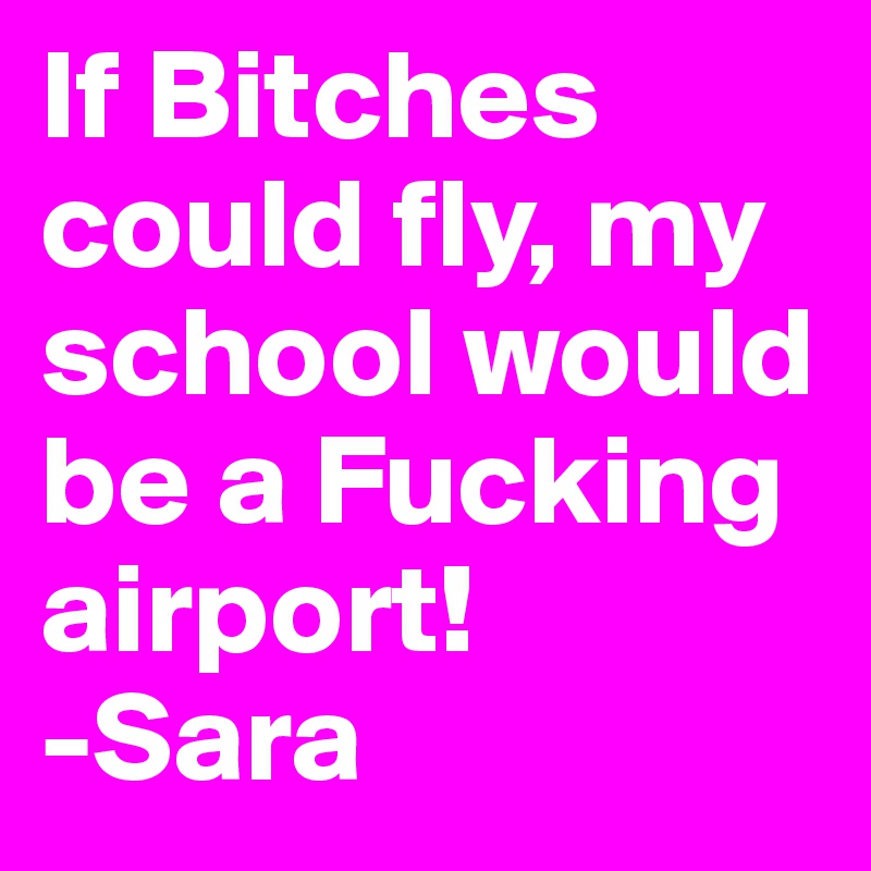 If Bitches could fly, my school would be a Fucking airport!
-Sara