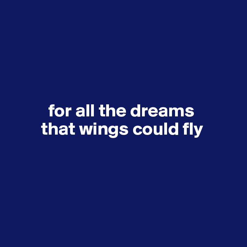 




          for all the dreams
        that wings could fly




