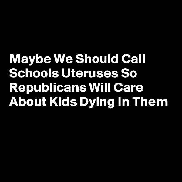 


Maybe We Should Call Schools Uteruses So Republicans Will Care About Kids Dying In Them




