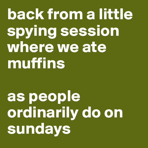 back from a little spying session where we ate muffins

as people ordinarily do on sundays