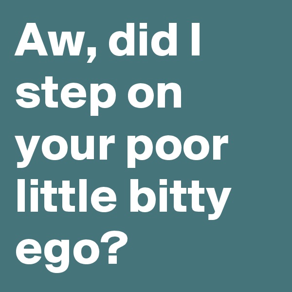 Aw, did I step on your poor little bitty ego?
