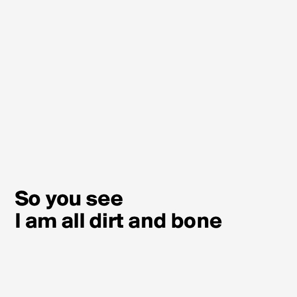 







So you see
I am all dirt and bone

