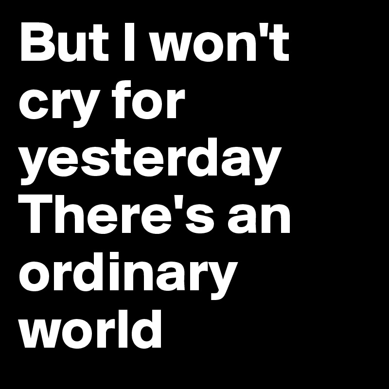 But I won't cry for yesterday
There's an ordinary world