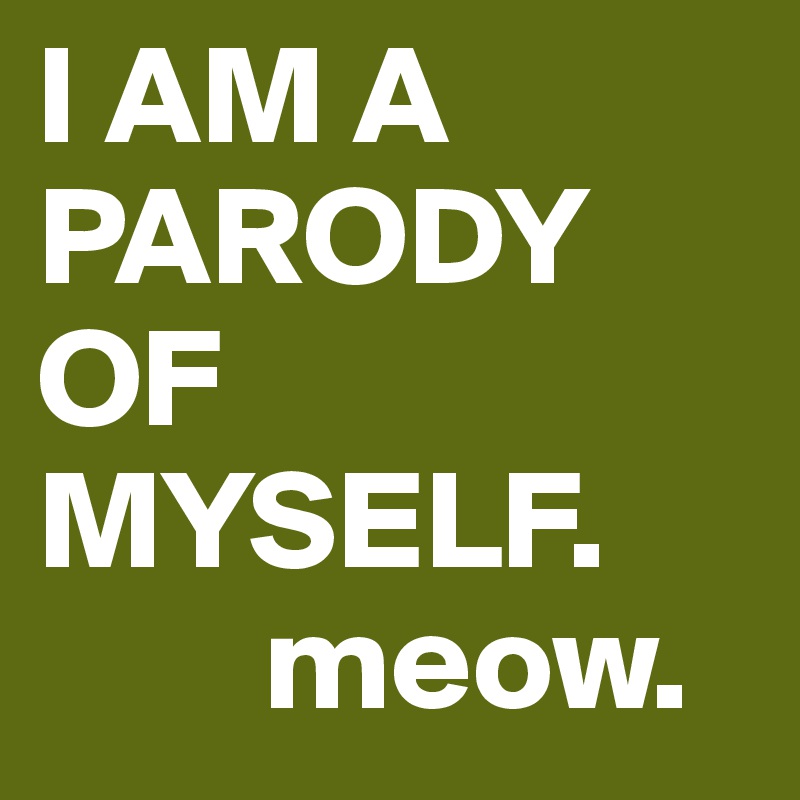 I AM A PARODY OF MYSELF.
        meow.