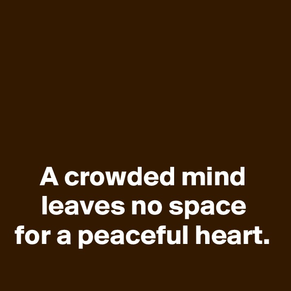 




A crowded mind
leaves no space
for a peaceful heart.