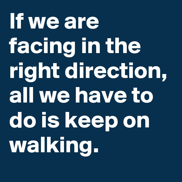 If we are facing in the right direction, all we have to do is keep on walking.