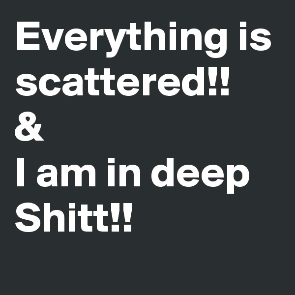 Everything is scattered!!
&
I am in deep Shitt!!