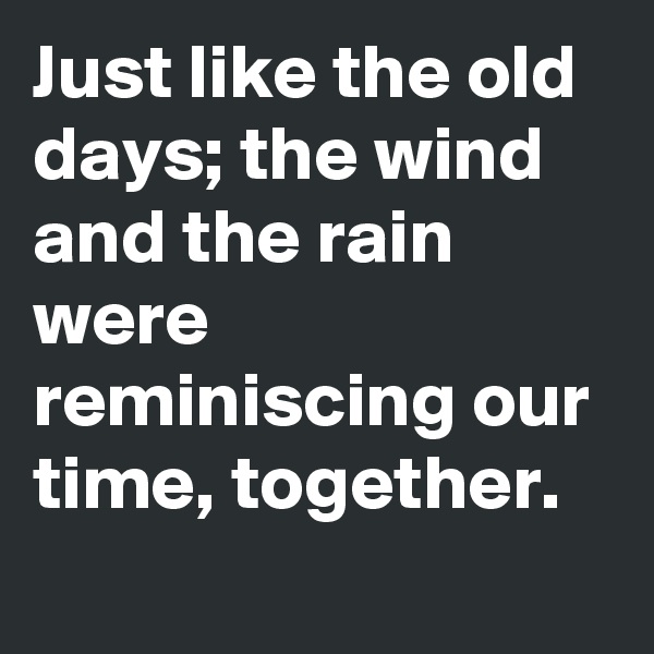 Just like the old days; the wind and the rain were reminiscing our time, together.
