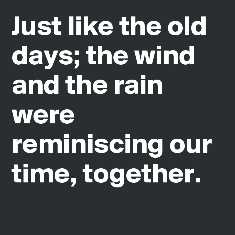 Just like the old days; the wind and the rain were reminiscing our time, together.