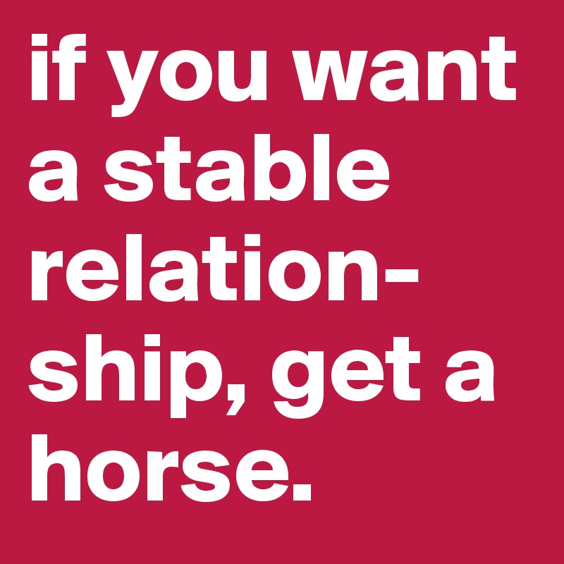 if you want      a stable relation-ship, get a horse.
