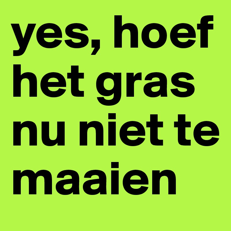 yes, hoef het gras nu niet te maaien