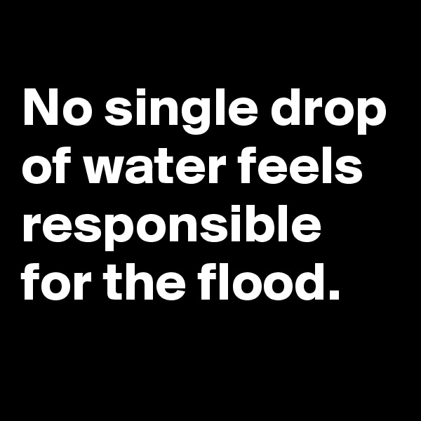 
No single drop of water feels responsible for the flood.

