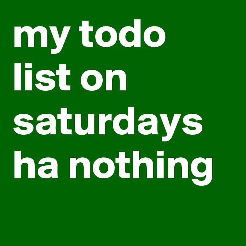 my todo list on saturdays ha nothing
