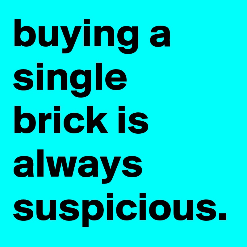 buying a single brick is always suspicious.