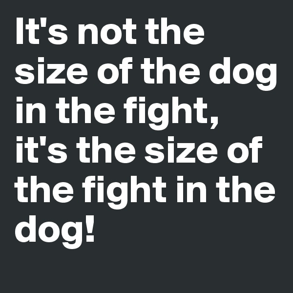 It's not the size of the dog in the fight, it's the size of the fight in the dog!