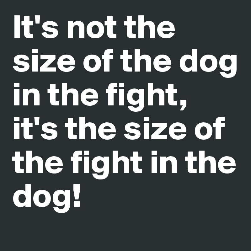 It's not the size of the dog in the fight, it's the size of the fight in the dog!